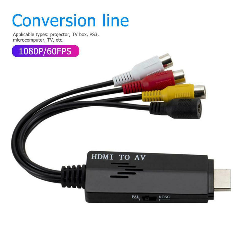 1080P HDMI to AV Convert Cable Male to 3RCA Composite Female Adapter Cord