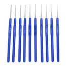 10pcs Blue Soft Handle Aluminium Crochet Hooks Sweater Knitting Needles Kit
