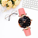 Women Casual Quartz Watches Leather Watchband Business Wristwatch (Pink) A