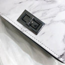 Women Fashion Marble Pattern Glossy Leather Chic Chain Bag Shoulder Bag Han C5Z6