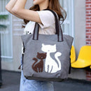 Lovely Canvas Cat Tote Bag Casual Handbag Shopping Bag Shoulder Bags Large