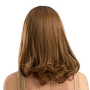 16inch Light Brown Curly Synthetic Wig with Flat Bangs  Resistant Women