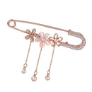 Crystal Flower Safety Decorative Pins Brooch Clip Clasp Pin Tassels Pins for