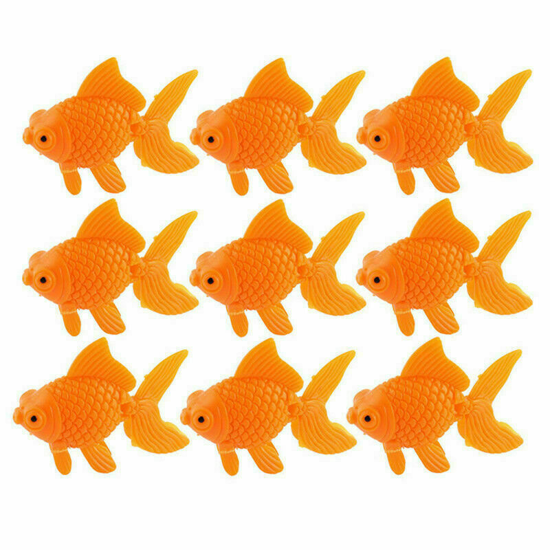 10pcs Orange Plastic Fish Tank Ornament .Artificial Goldfish Tail Swing A2T9
