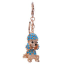 Poodle Dog Rhinestone Crystal Keyring Charm Pendant blue C5E5