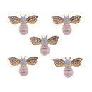 10x Mixed Alloy Bee Rhinestone Embellishment Decorative Flatback Buttons 25mm