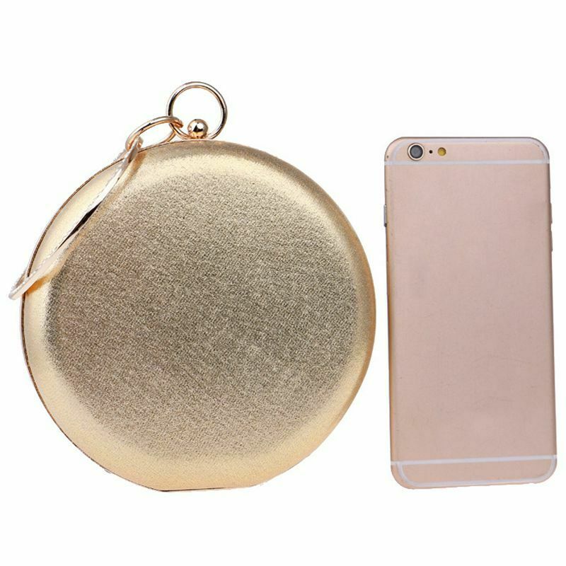 Round Shaped Women Evening Bags Diamonds Simple Clutches Chain Shoulder BagsI3J2