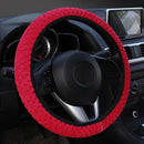 1PC Winter red soft warm plush velvet car steering wheel cover auto car decor3C