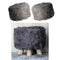 2pcs 16" Comfy Furry Footstool Cover Round Stool Slipcovers Protector Gray