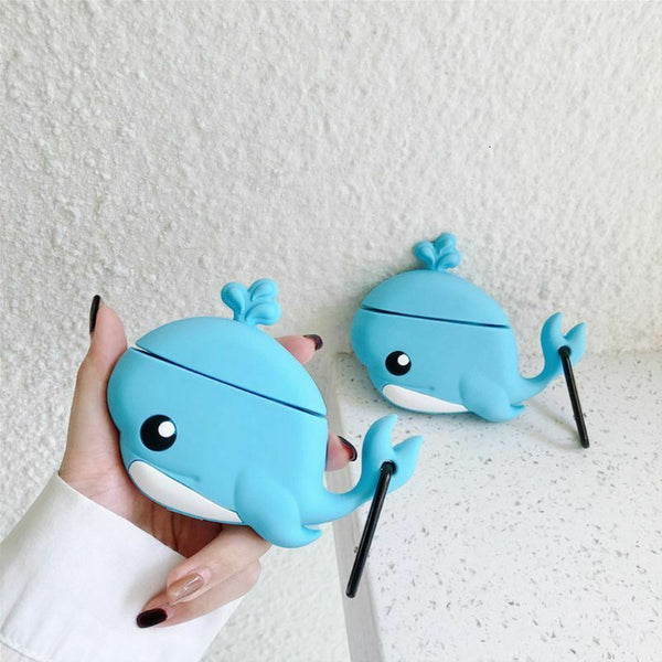 Cute Whale Pattern Soft Silicone Protective Case for Airpods 1/2 Charging Box