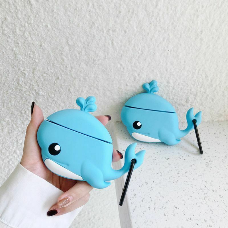 Cute Whale Pattern Soft Silicone Protective Case for Airpods 1/2 Charging Box