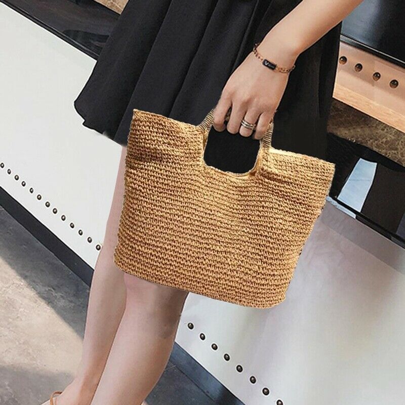 Fashion Summer Round Straw Bag Beach Rattan Women Handbag Totes Ladies Knit F6N7