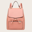 Leather Women Casual School Bags Shoulder Handbag Travel Backpacks (Pink)