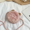 Lovely Cat Round Kids Girl Messenger Shoulder Bags PU Leather Purse (Pink)