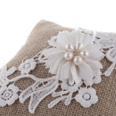 Retro Engagement Wedding Ring Pillow Flower Pearls Cushion Bearer Holder