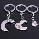 3x/Set Heart Pendant Friendship KeyRings Chains Keychains Family NPft Natural JR