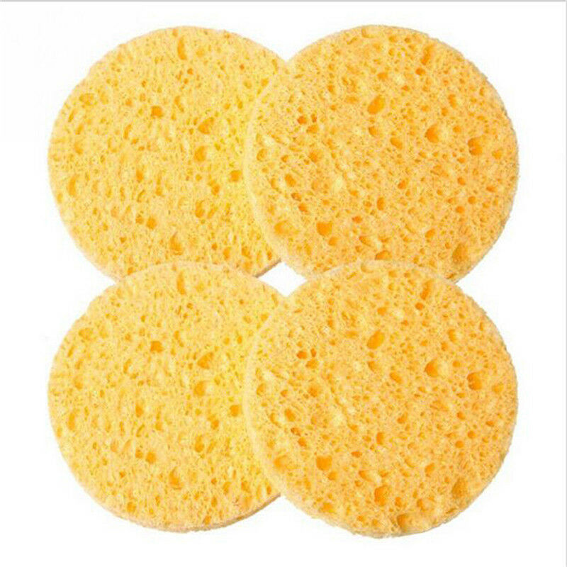 10Pcs Natural Wood Fiber Face Wash Cleansing Round Sponge Makeup Tool Women N3cN
