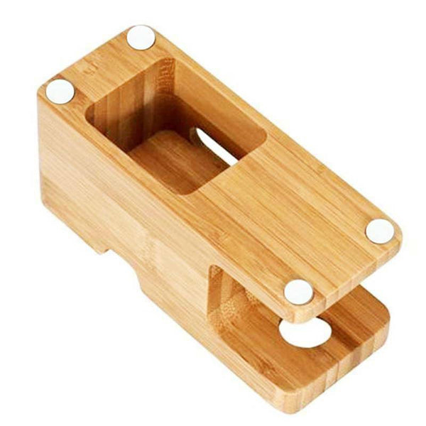 Cell Phone Charger Dock with Watch Bamboo Holder Desk Charging Stand Q7I6
