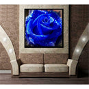 5D Full Drill DIY Blue Rose Diamond Painting Embroidery Round Rhinestones