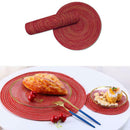 4pcs Round Cotton Weave Placemat Dining Table Mat Disc Pads Insulation Bowl Pad