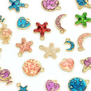 26Pcs/Set Enamel Alloy Star Planet Charms Pendant DIY Craft Jewelry Findings ME