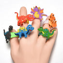 2x Random Dinosaur Finger Ring PVC Soft Cartoon Dinosaur Rings Kids Toys Gifts