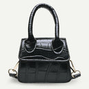 Retro Leather Women Shoulder Tote Bags Solid Mini Crossbody Handbag (Black)