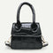 Retro Leather Women Shoulder Tote Bags Solid Mini Crossbody Handbag (Black)
