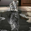 1*5D Reflection Tiger Diamond Painting Embroidered DIY Cross Stitch N8M5