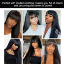 Long Straight Black Party With Bangs Styling Women Wig Synthetic Salon Fashion