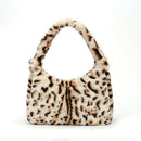 Women Winter Fur Handbag Plush Soft Shoulder Underarm Bag (Yellow Leopard)