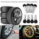 4pcs TR414 Chrome Tubeless Snap In Wheel Tire Valve Stems Rubber Dust Caps A