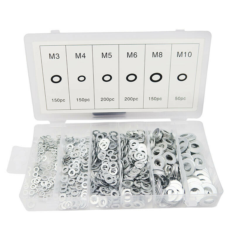 900Pcs Stainless Steel Ring Gasket Flat Washers Assortment M3,M4,M5,M6,M8,M R2S2