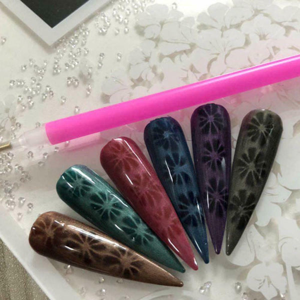 Plum Blossom Magnet Pen Cats Eye Gel Double Head Nail Beauty Art Tool  A#S