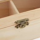 2 Grids Unfinished Wood Box, Wood Jewelry Box with Locking Clasp Rectangle Wood