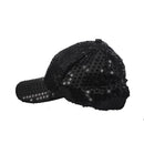 Glitter Hip Hop Dancer Hat Sparkling Bling Sequin Baseball Club Cap Black