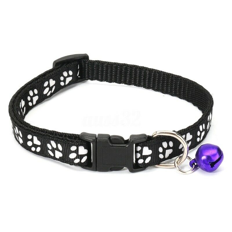 12PCS Dog Collars Pet Cat Puppy Buckle Nylon Collar with Bell 6 Colors G4N5