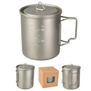 Titanium Camping Cup Pot 750ml Durable Ultra Lightweight (Ti) Tea Mug with
