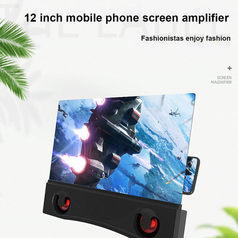 12 Inch With Speaker Bluetooth 4.0 6D HD Mobile Phone Screen Amplifier Fashion