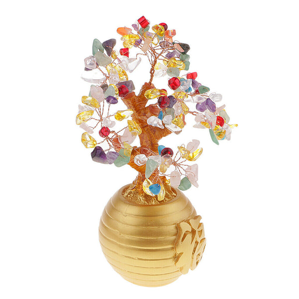 Wealth Lucky Money Tree Feng Shui Crystal Plastic Tree Home Decor Colorful