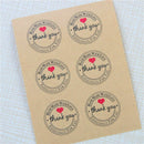 Round Paper Labels 'Thank you, Hand with love' Gift Craft Food Stickers B0V8