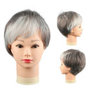 Sexy ladies short gray white mixed Natural Hair wigs + Free Wig cap w45