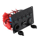 5 Sets Of On-Off Toggle Switch Control Panel Dual Usb Socket Charger Digita