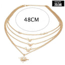 Rhinestone Stars Pendant Clavicle Chain Women Multilayer Necklace Jewelry