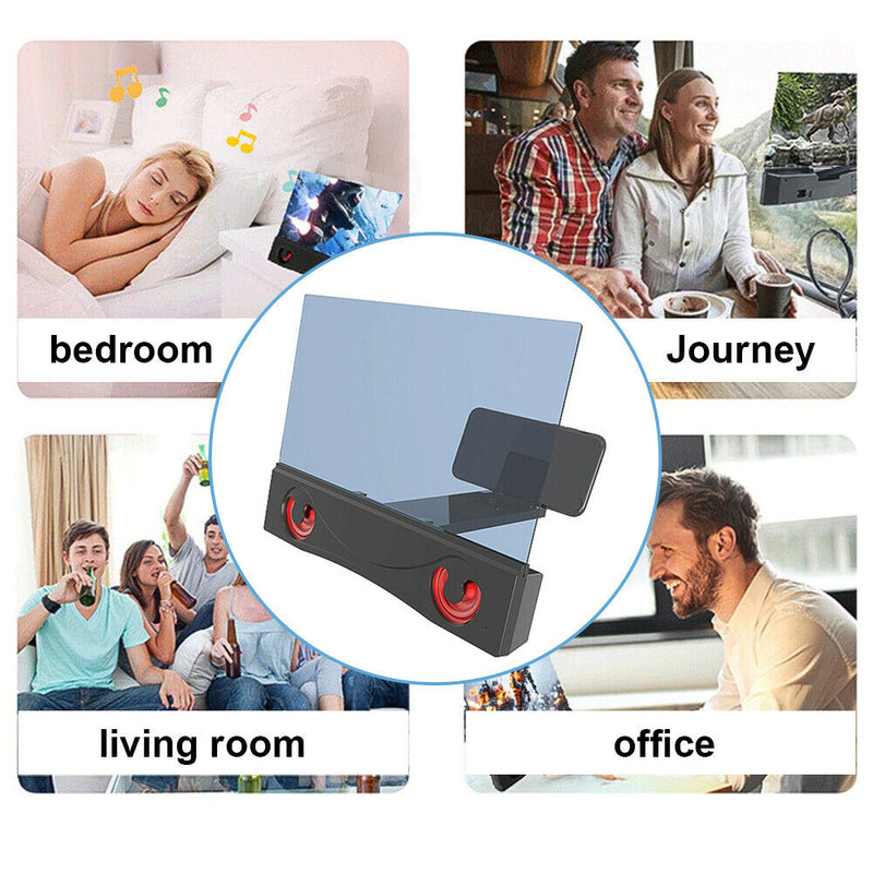 12 Inch With Speaker Bluetooth 4.0 6D HD Mobile Phone Screen Amplifier Fashion