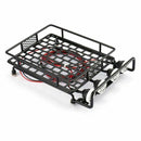 RC Car Universal Roof Rack Luggage Carrier with 4 Round LED Lights for 1/10