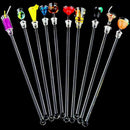 10Pcs Mixed Drink Stir Bar Long Bartending Glass Shape Cocktail Spoons Z1B9 T2B5