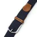 1pcsDeep Blue Casual Men Leather Braided Elastic Stretch Golf Belt Waistband Hot