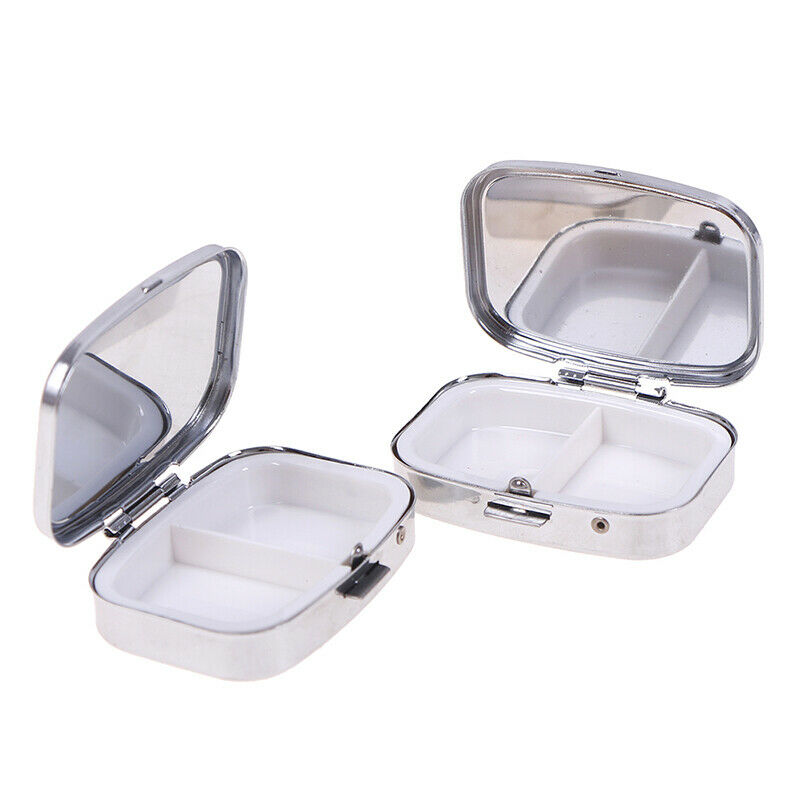 Square Metal Folding pill case Medicine Organizer Pill Box Storage Container Hn