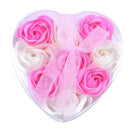 9Pcs Scented Rose Flower Petal Bath Body Soap Wedding Party Gift(Pink+White
